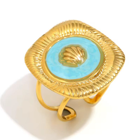 Big Blue Seashell Ring💧