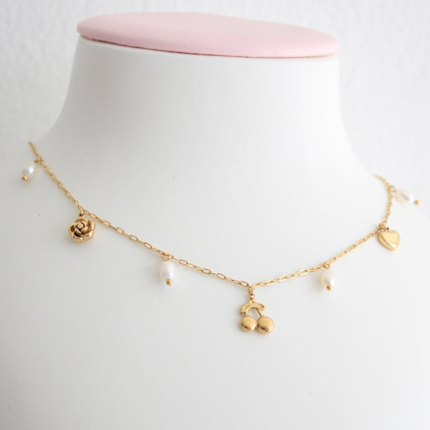 Rosy Charms Necklace Gold💧
