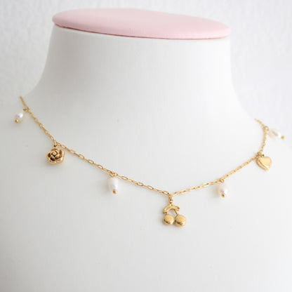 Rosy Charms Necklace Gold💧