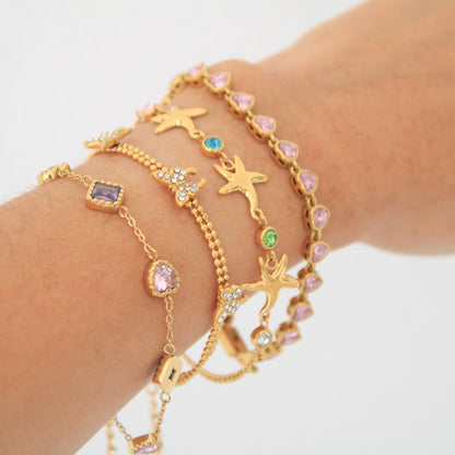 Kelly Hearts Bracelet Pink💧