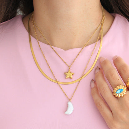 Moon and Star Triple Necklace💧