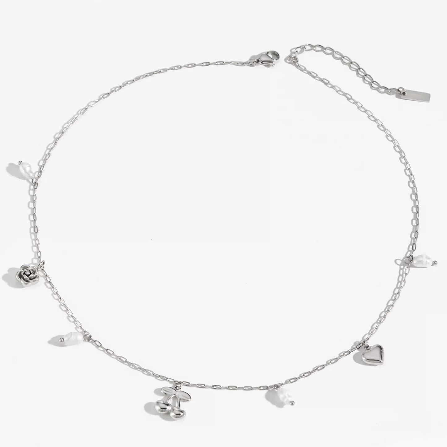 Rosy Charms Necklace Silver💧