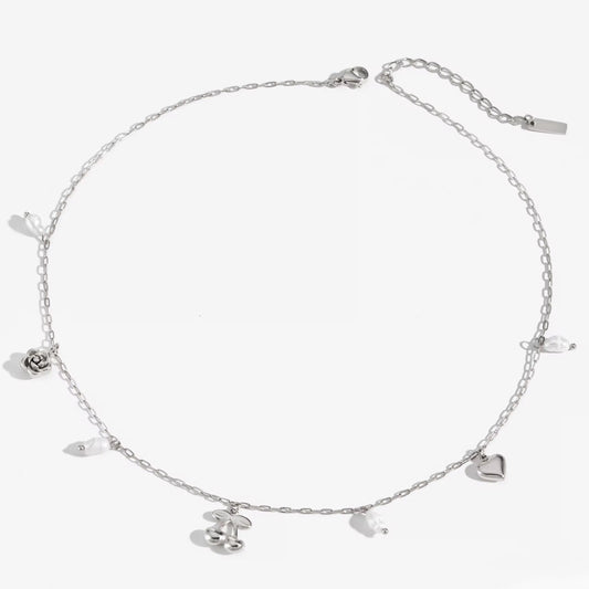 Rosy Charms Necklace Silver💧