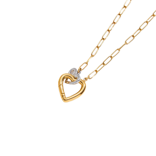 Two Bicolor Hearts Necklace💧