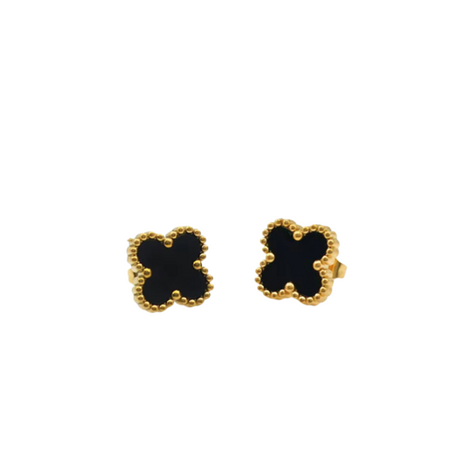 Black Mini Clover Studs💧