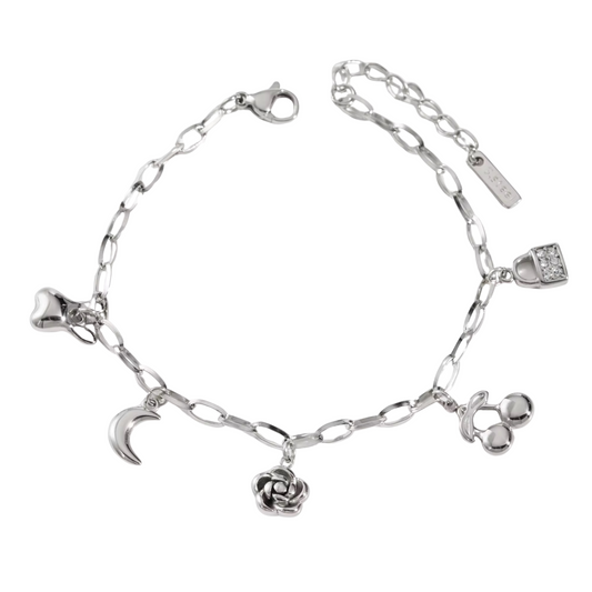 Rosy Charms Bracelet Silver💧