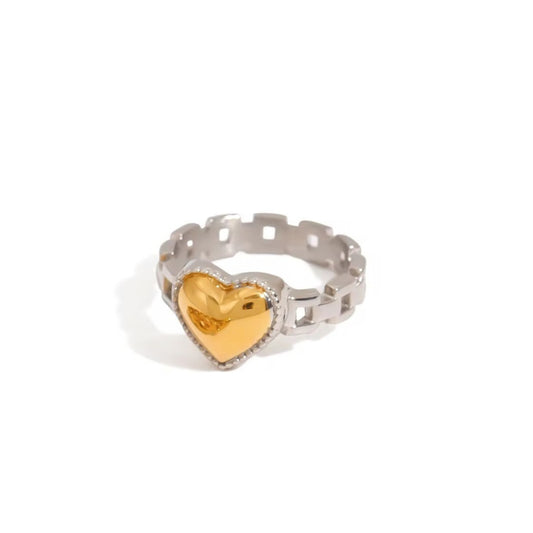 Bicolor Chain Heart Ring💧
