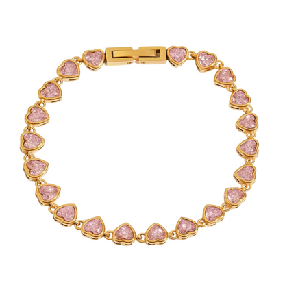 Kelly Hearts Bracelet Pink💧
