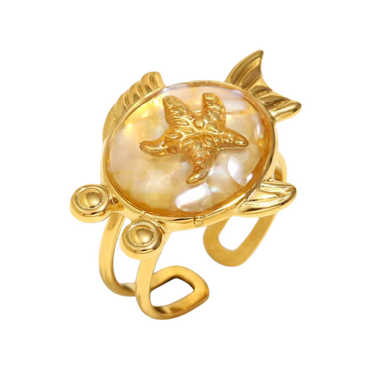 Beige Starfish Ring💧