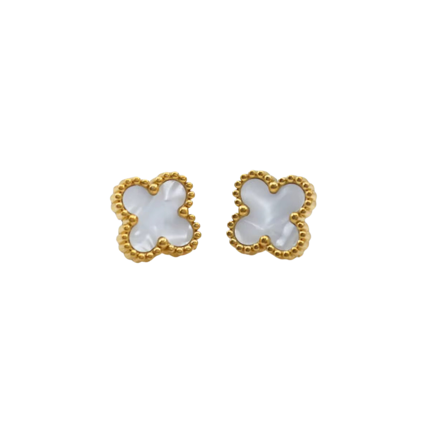 White Mini Clover Studs💧