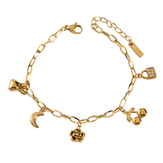 Rosy Charms Bracelet Gold💧