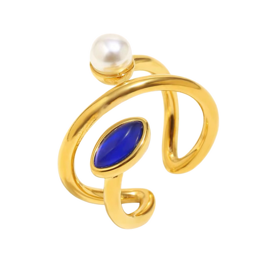 Avani Blue and Pearl Ring💧